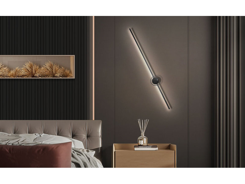 38 inch Wall Sconces with Remote Control, USB Rechargeable Motion Sensor Wall Light for Living Room, Satin Black