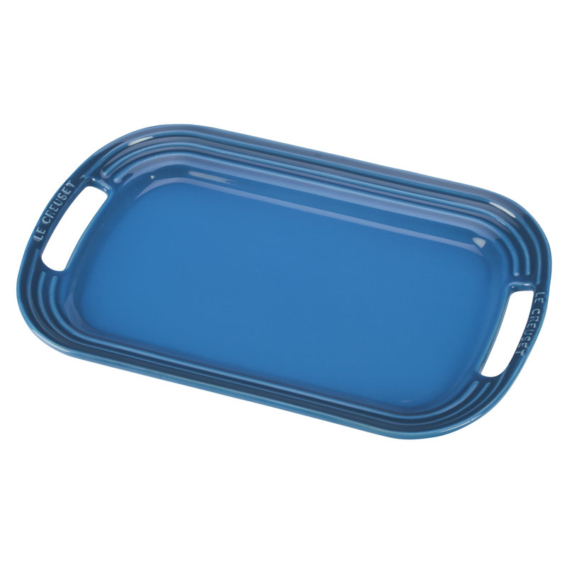 Cerise Red Ceramic Oval Serving Platter with Handles
