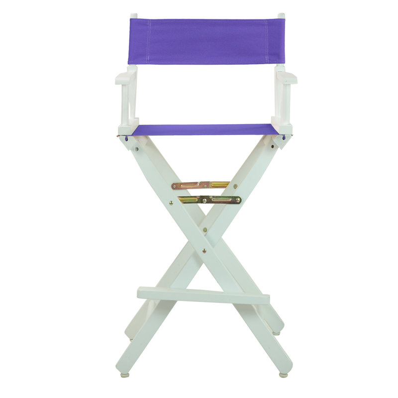 Chaise de réalisateur pliante de 30 po avec toile, Blanc, Mauve