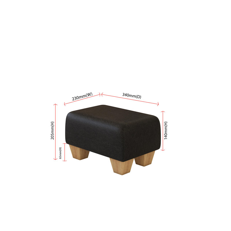 Beong Faux Leather - Mahogany Wood Chunky Legs, Natural, Black