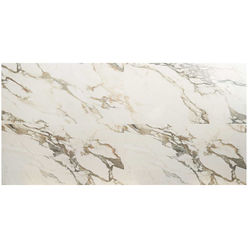DreamStone 24x48 Polished Marble Look Porcelain Tile, Calacatta Rustico Polished