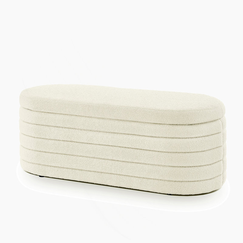 Skandar Storage Ottoman Bench for End of Bed, Cream
