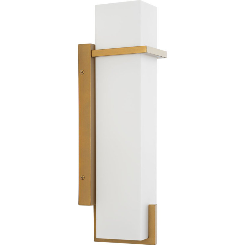 Petite lanterne murale d'extérieur moderne à une lumière, Or doux, H 18 po x l 5,25 po x P 5 po