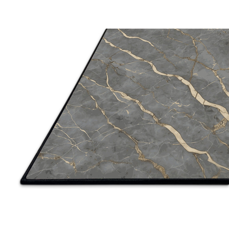 Tapis gris soyeux et moelleux, Rond 3 pi