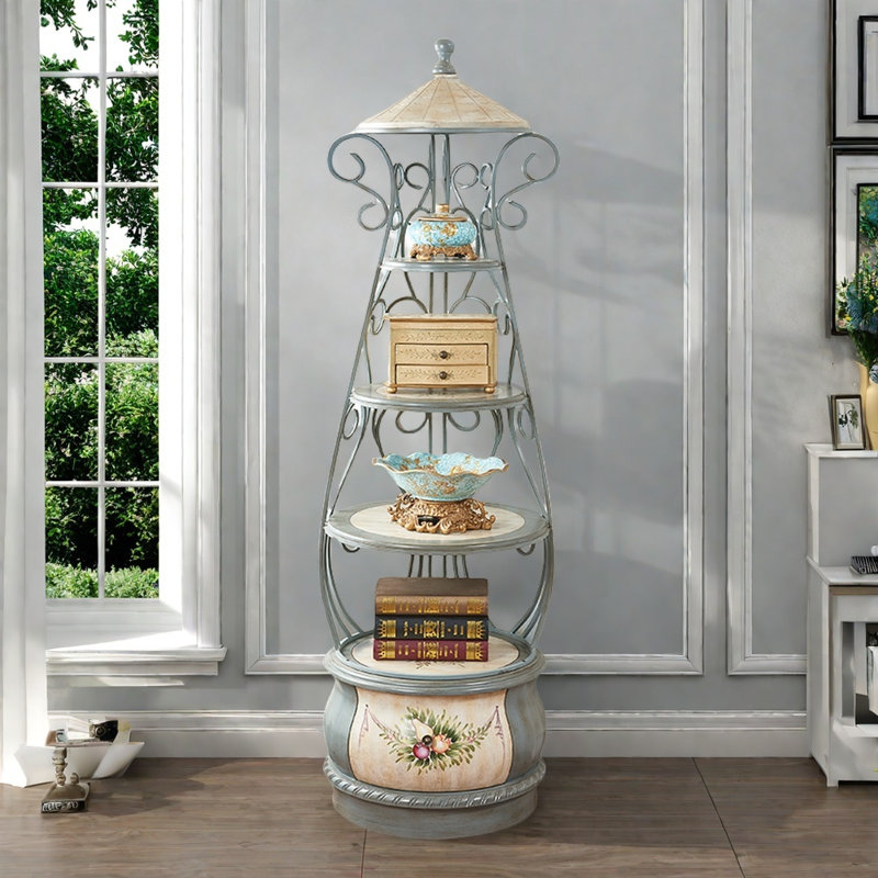 Vitrine multicouche de style américain, Bleu cendré