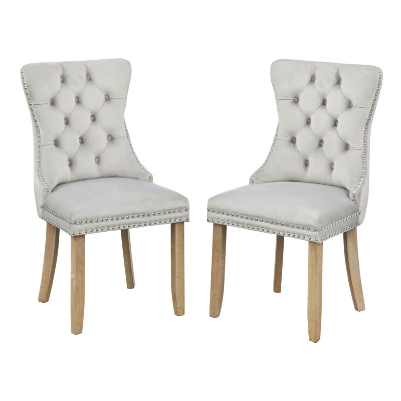 Chaise d'appoint rembourrée en velours Eries, Gris