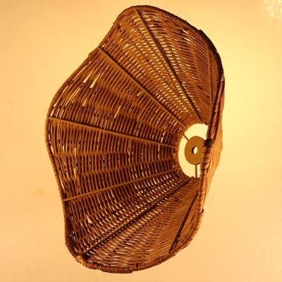 Abat-jour en rotin de rotin fait à la main pour lampes de table et sur pied, paquet de 2, motif floral bohème, brun foncé