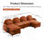 Canapé Teddy en tissu 4 places en forme de nuage, dossier incurvé et accoudoirs avec coussins lombaires incurvés, canapé modulaire 4 places modulaire avec 2 repose-pieds mobiles et coussin de soutien à double couche, orange-2095070008