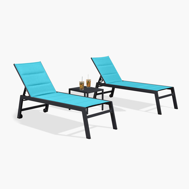 Ensemble de chaises longues inclinables 64,17 po Lanece, Bleu