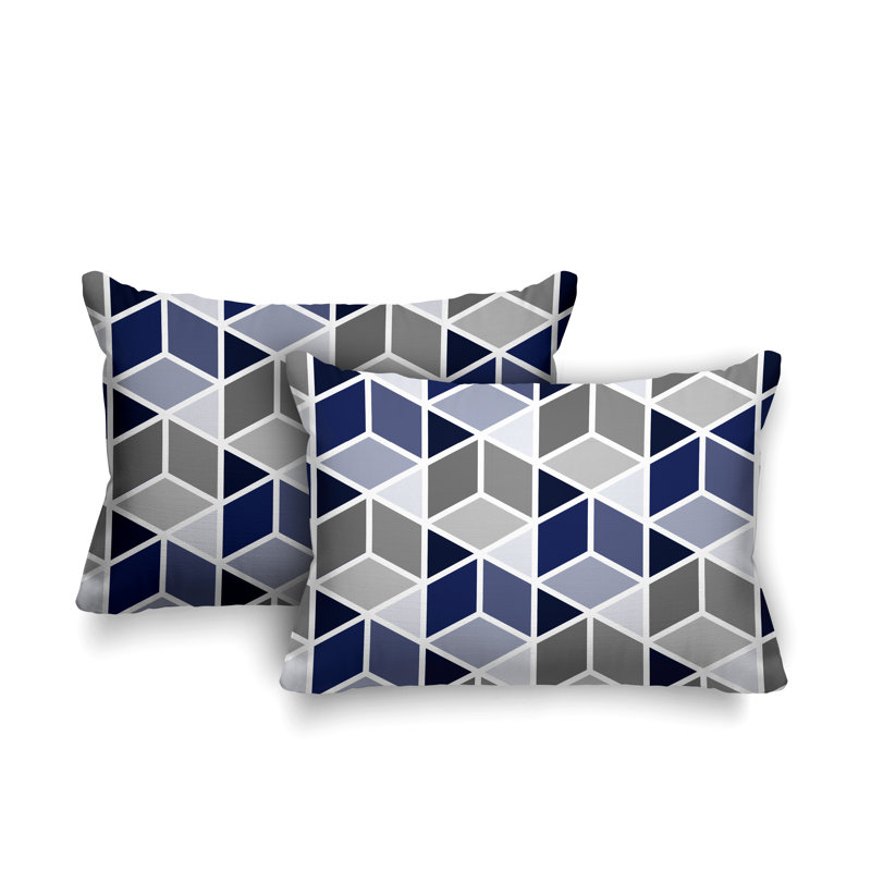 Coussin cubique intérieur / extérieur Cubana, Bleu marine