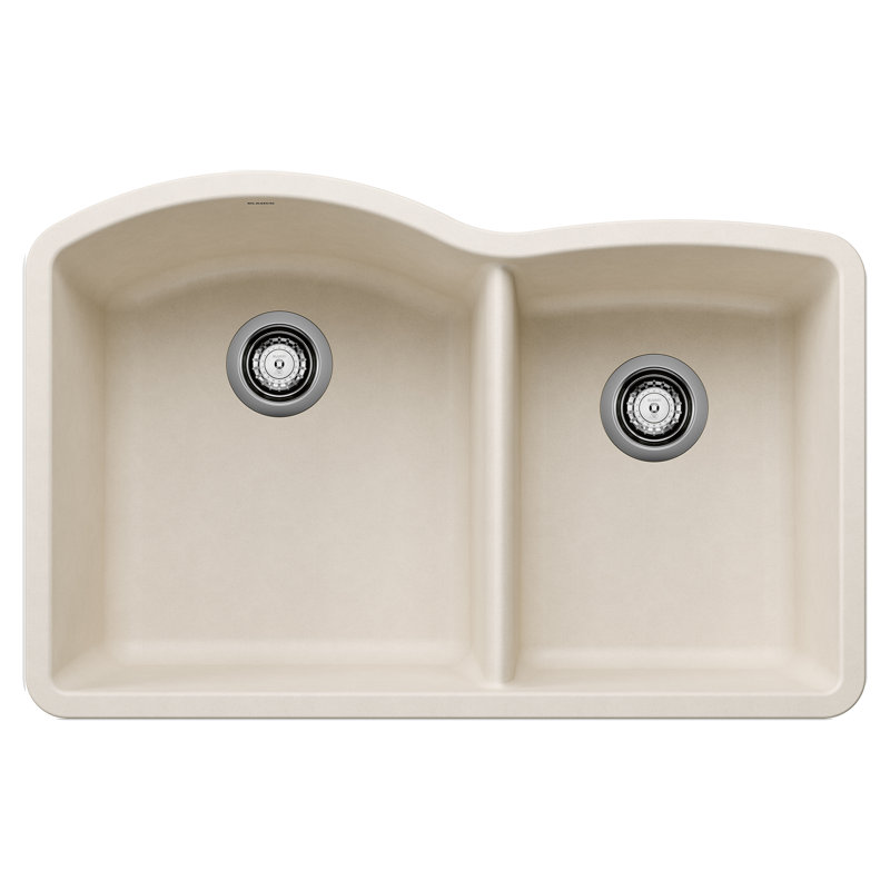 Diamond SILGRANIT 32.07" L x 20.92" W Double Bowl Undermount Kitchen Sink, Soft White