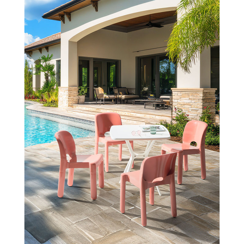 Outdoor Patio Dining Side Chair, Red