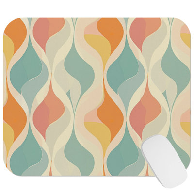 Abstract Retro 70s Hippie Groovy Pattern XI Retro Gaming Cute Office Laptop Desk Pad Gift Mat Square Rectangle Non-Slip Mousepad