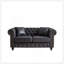 Canapé chesterfield de style contemporain de 63,5 po de largeur, canapé modulaire en tissu Tech, boutons capitonnés avec accoudoirs cloutés avec 2 coussins, revêtement rembourré et pieds en bois