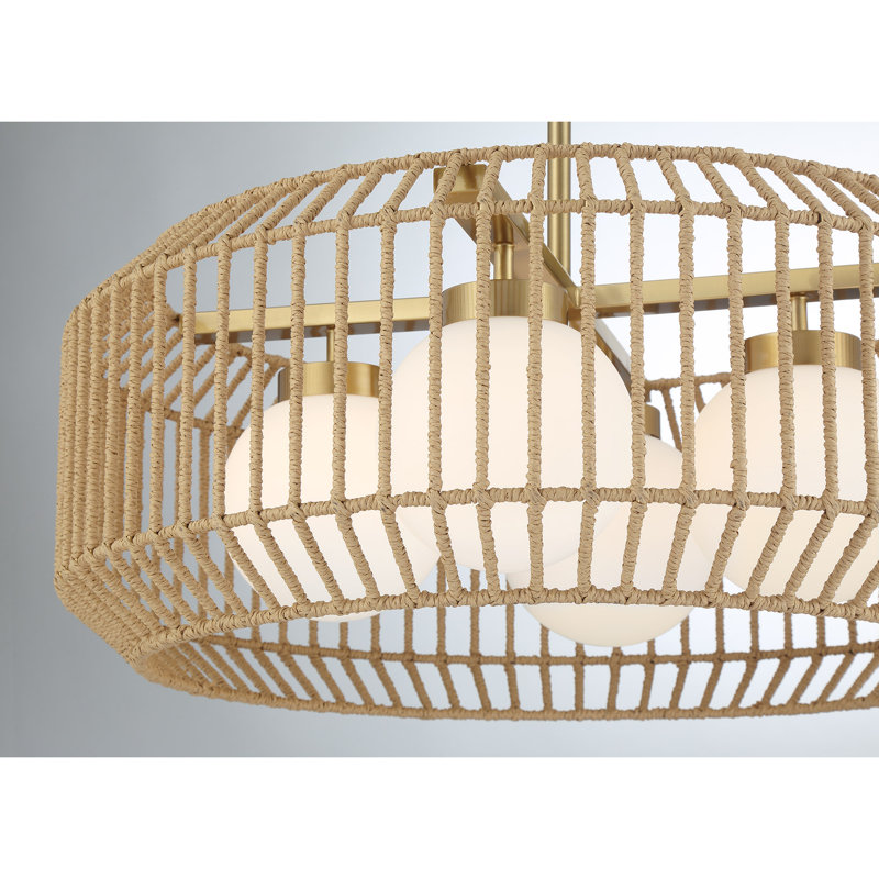 Luminaire suspendu 4 lumières Deenah, Quatre lumières, H 9,5 po x l 24 po x P 24 po