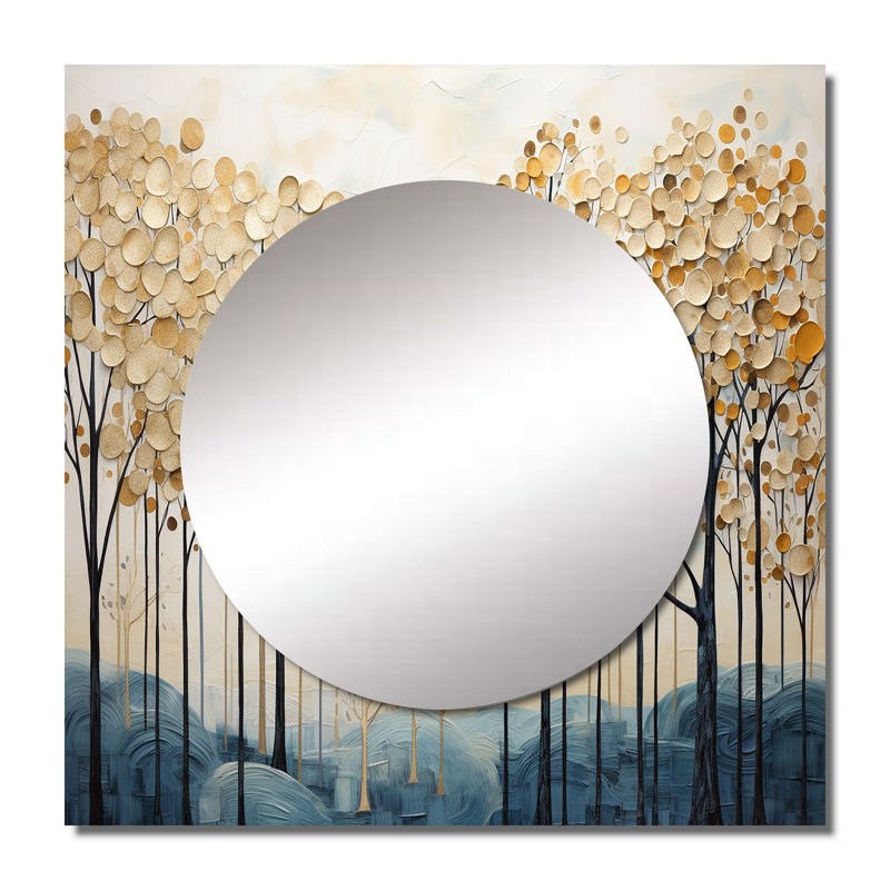 Aveyah - Trees Square Living Room Wall Mirror Art, 36" x 36"