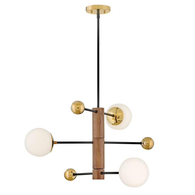 Auggie 3-Light Adjustable Multi-Tier Chandelier with Etched Opal Globe Shades