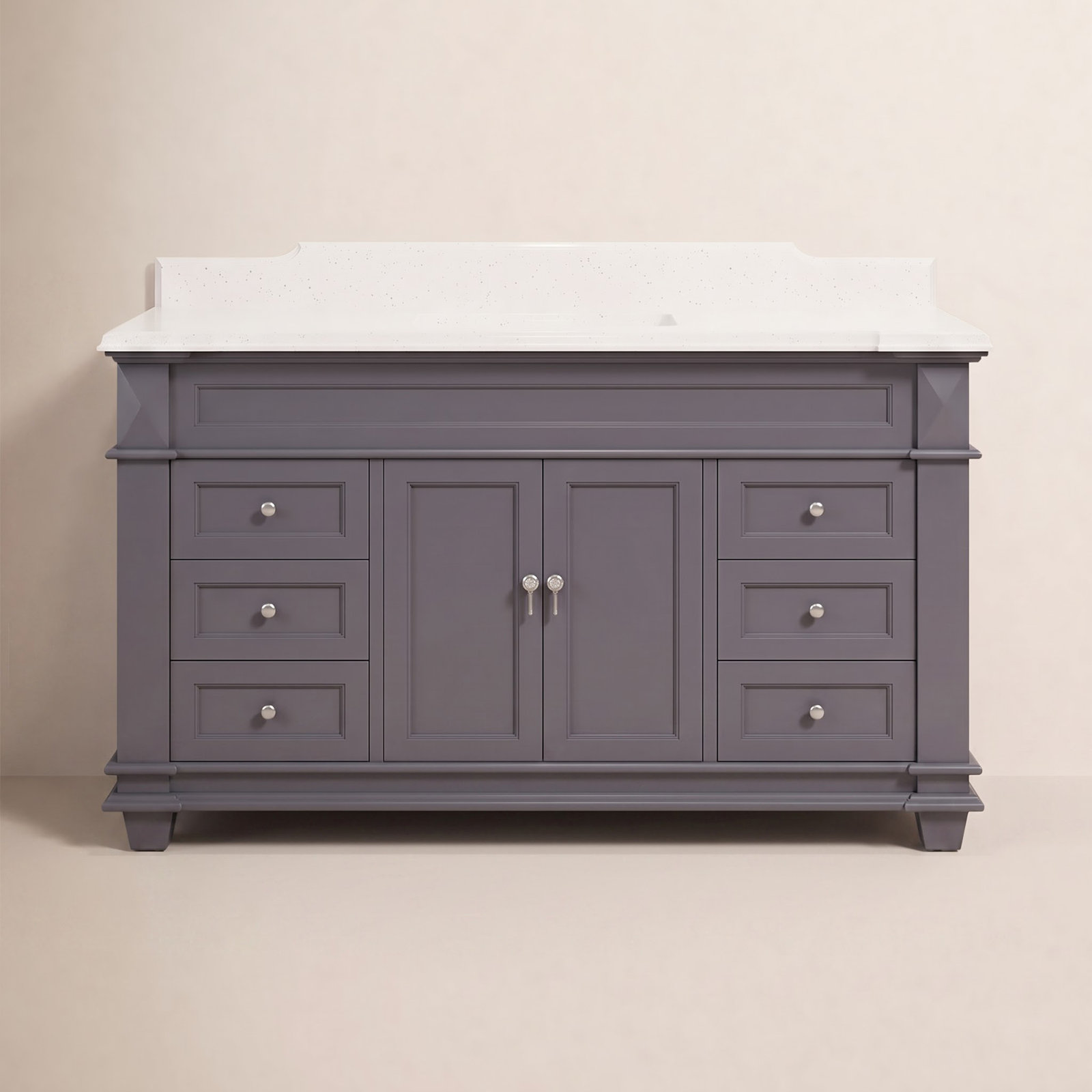 Ensa 60'' Single Bathroom Vanity, Quartz, Marine Gray