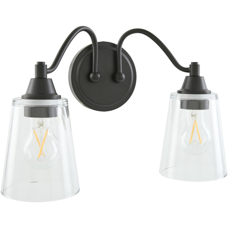Yueva Wall Sconce, 2, Clear, Black
