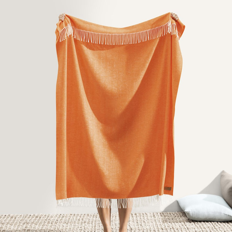 Italian Herringbone Throw, Tangerine