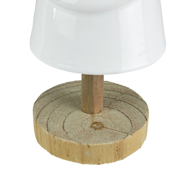 Décoration de Noël arbre en céramique blanche 10,5 "avec base en bois
