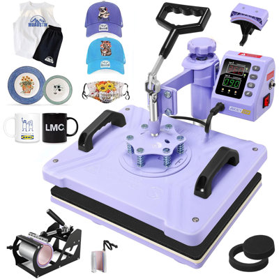 5 en 1 Combo presse à chaleur Sublimation transfert de chaleur pour les t-shirts de bricolage