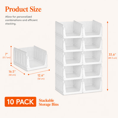 Ensemble de 4 organisateurs de garde-robe empilables et panier de rangement pour vêtements, bacs de rangement en plastique pour garde-robe, organisateur de pantalons multifonctionnel pour véhicule récréatif, garde-manger, cuisine, dortoir, 32 cm (12,6