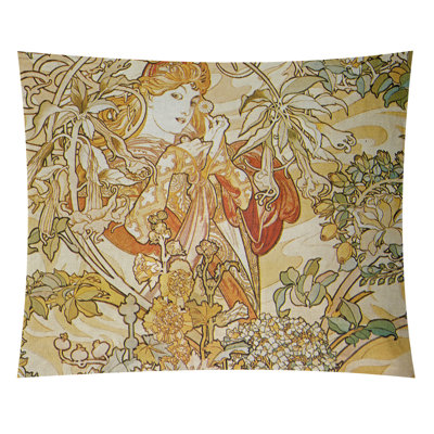 Femme entre des fleurs tapisserie Magdaleno