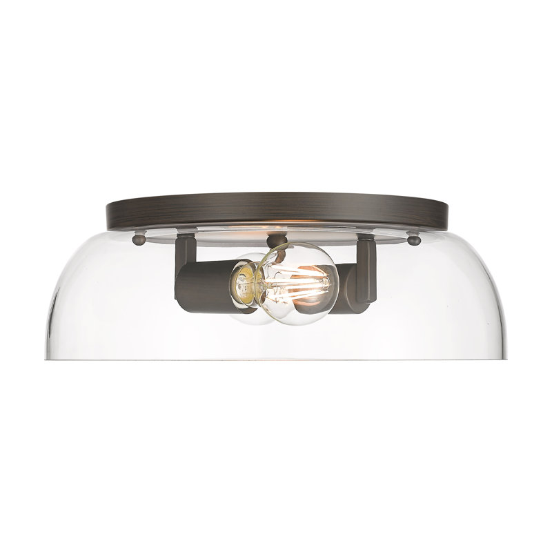 Iftimie 14" Flush Mount with Clear Glass, Rubbed Bronze
