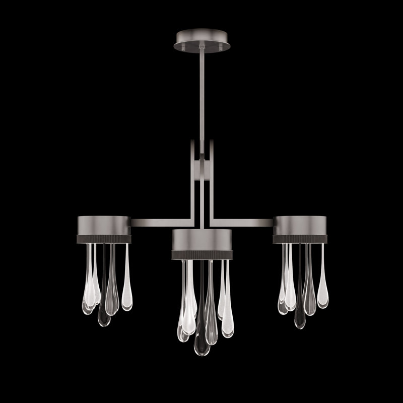 Luminaire suspendu rond l 33 po Rain, Ombre Silvers