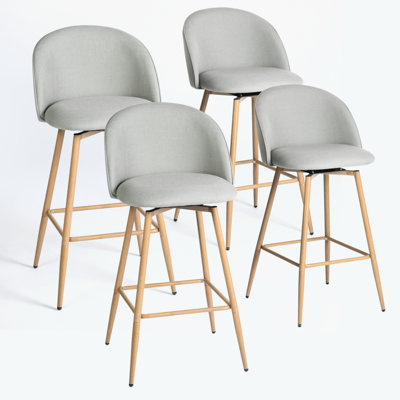 Modern Counter Stool Fabric Upholstery with Oak Legs Stylish and Comfortable for Kitchen Bar or Dining Area by George Oliver