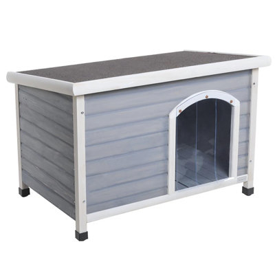 Niche pour chien en bois pour l'extérieur, pieds réglables en plastique, toit imperméable, plancher surélevé