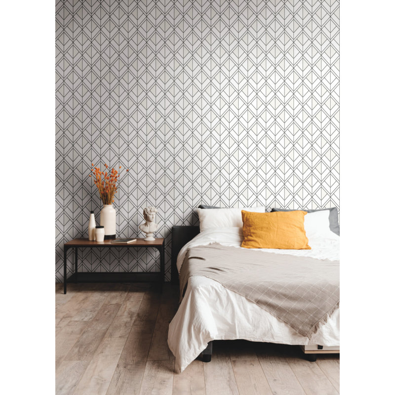 Rouleau de papier peint adhésif L 27 pi x l 27 po Shadow, Blanc / Noir