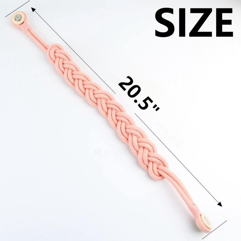 Handwoven Braid Cotton Linen Magnetic Curtain Tiebacks, Light Blue