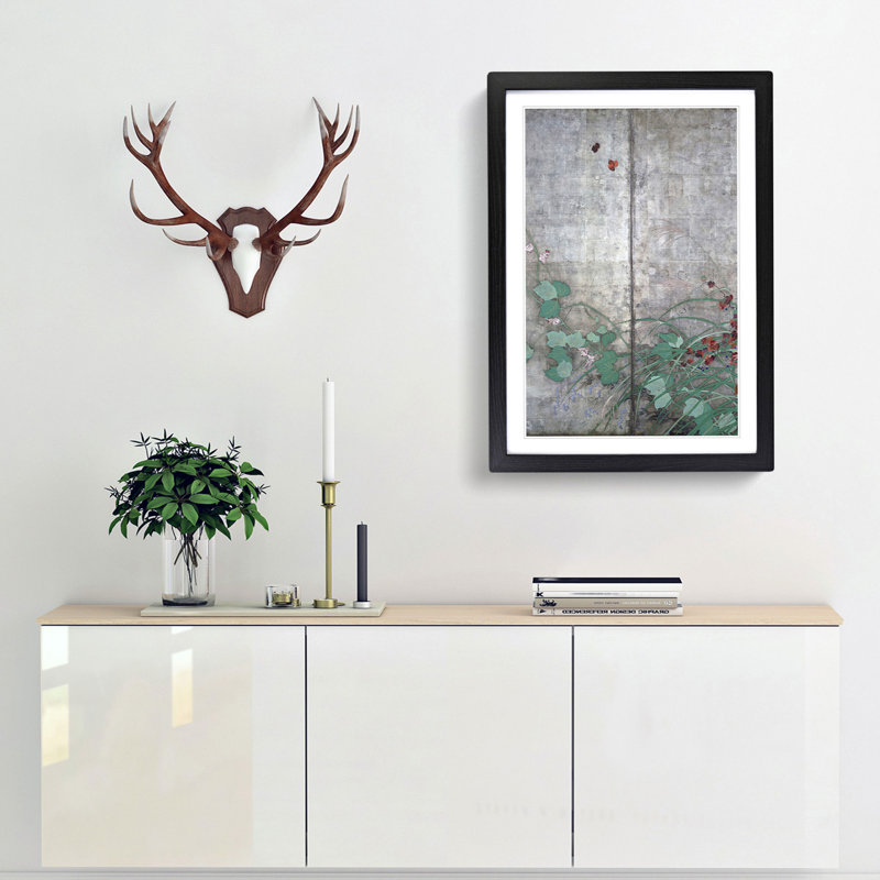 Wild Flowers by Sakai Hoitsu - Framed Print, 91cm H x 60cm W x 2cm D, Black
