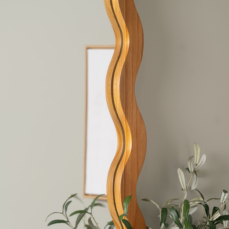 Reagan Natural Wall Mirror, Oak Wood