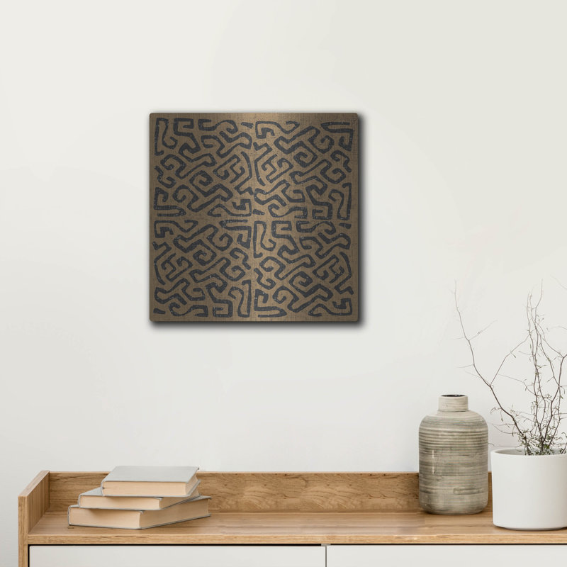  «Kuba Play 1 Brown» par Cheryl Warrick, art mural en métal, H 12 po x l 12 po