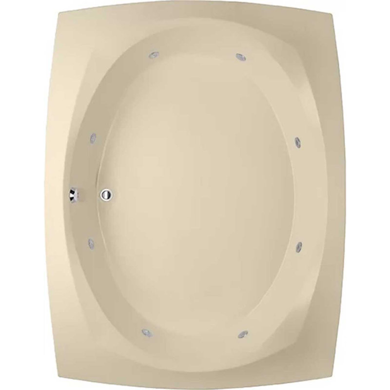 Largo 82'' x 64'' Whirlpool Acrylic Bathtub, Bone, Satin Chrome