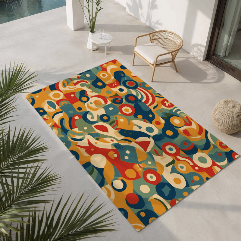 Snazzy Ripple Indoor And Outdoor Area Rug, Rectangle 1'6" x 2'6"