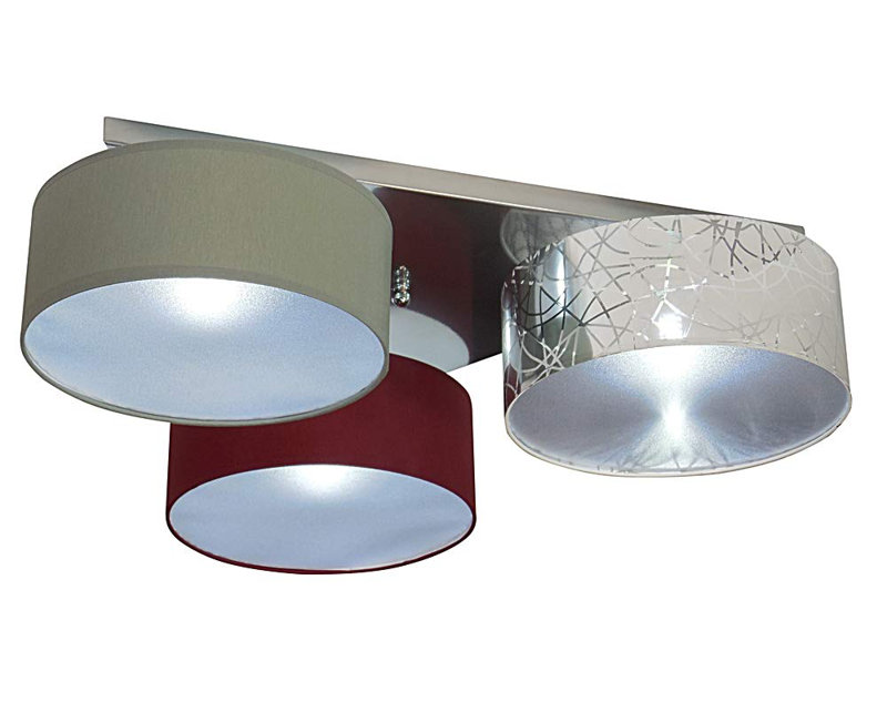 Pulley Fabric Semi Flush Mount, Silver/Dark grey/Burgundy