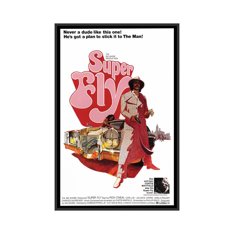 Super Fly Film Poster by Radio Days - Print on Canvas, 101.6 cm H x 66.04 cm W, Black Framed