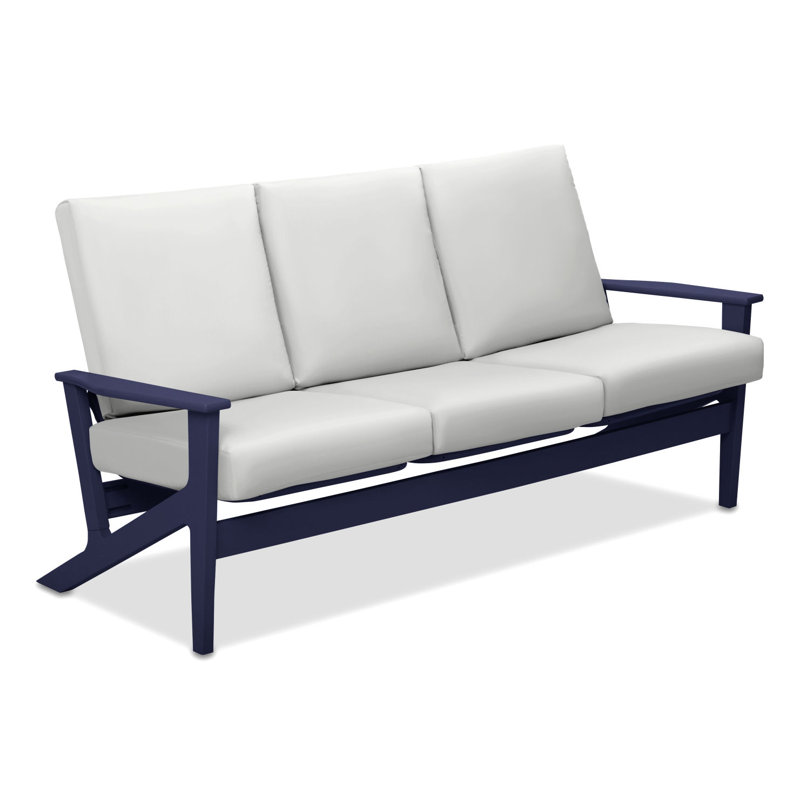 Chrisa 74.5'' Wide Patio Sofa with Cushions, White, Beachwood