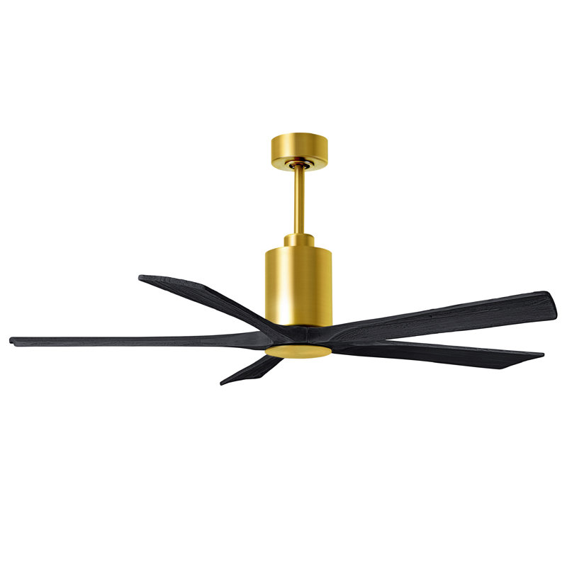 Patricia LED Downrod Ceiling Fan, Matte Black, Brushed Brass