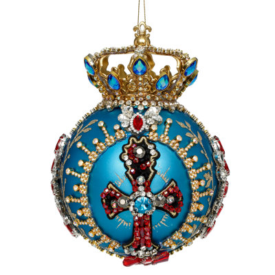 Crown Jewels Ornament, Teal - 7 Inches