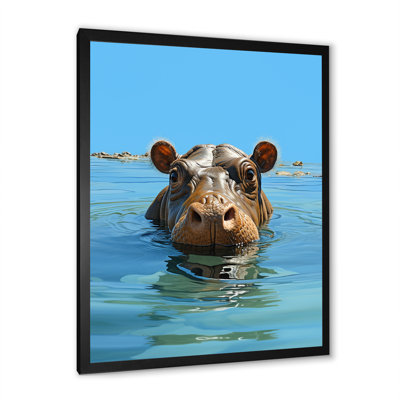 Gris, joyeux hippopotame - Hippopotame, art mural