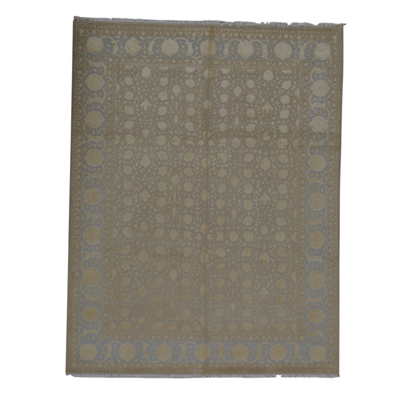 Tapis oriental gris / beige en coton / viscose noué à la main Nirvana