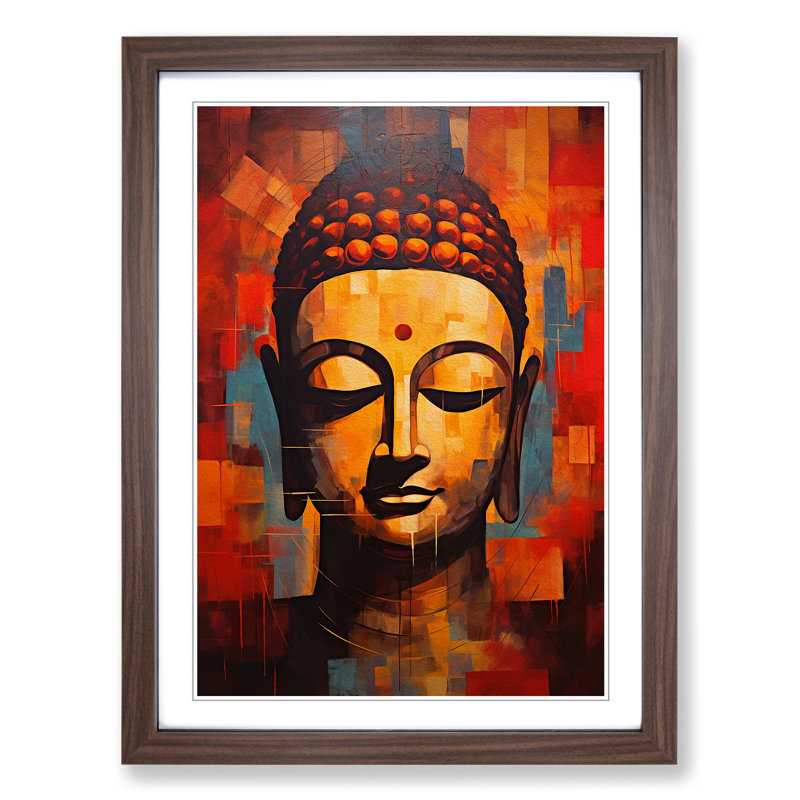 Buddha Constructivism Art - Framed Print, Walnut Framed, 34cm H x 25cm W x 2cm D