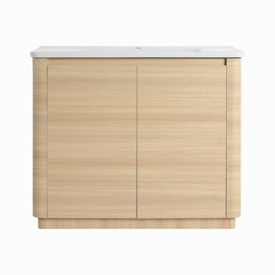 40'' Freestanding Bathroom Vanity With White Ceramic Sink & 2-Soft-Close Door, KD-Packing, Plywood