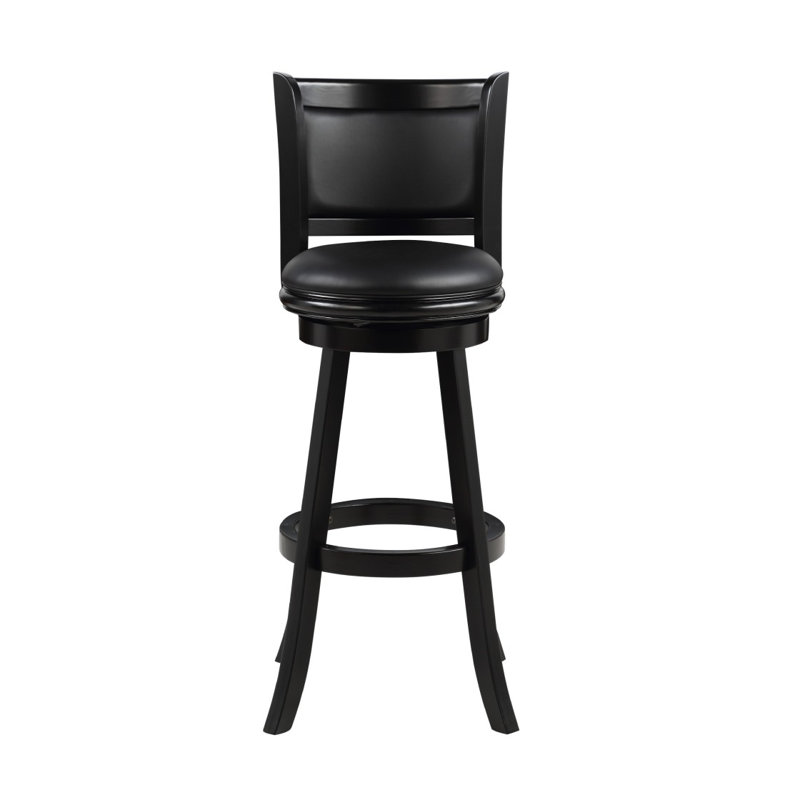 Tabouret de bar pivotant très haut Pio, 34 po, bois massif, similicuir