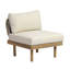 Chaise d'extérieur sans accoudoirs en bois d'acacia avec dossier en corde et coussin résistant aux intempéries